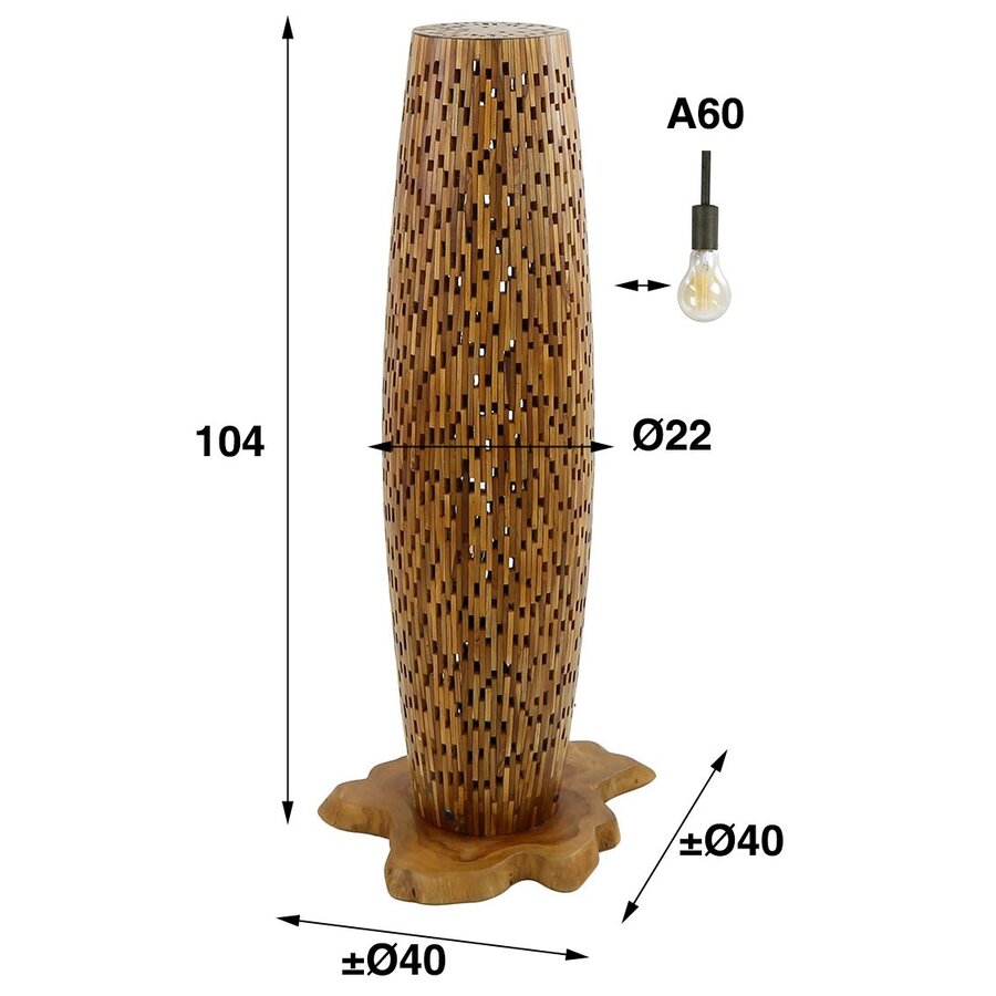Bars Teakhouten Vloerlamp Small Bars Teakhouten Vloerlamp Small