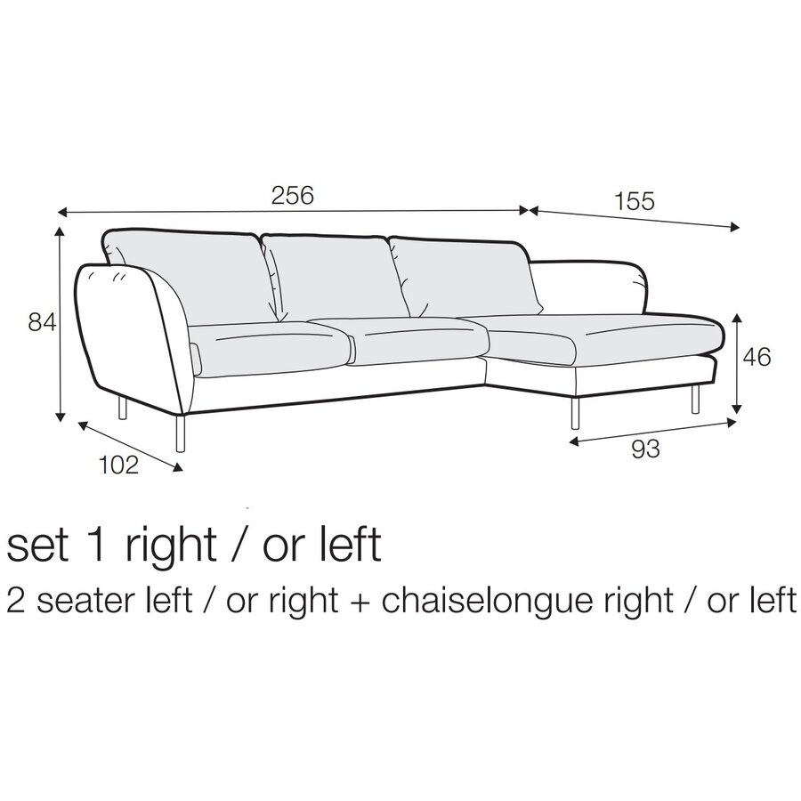 Emma Nori 2-Zits Bank + Chaise Longue Rechts Emma Nori 2-Zits Bank + Chaise Longue Rechts