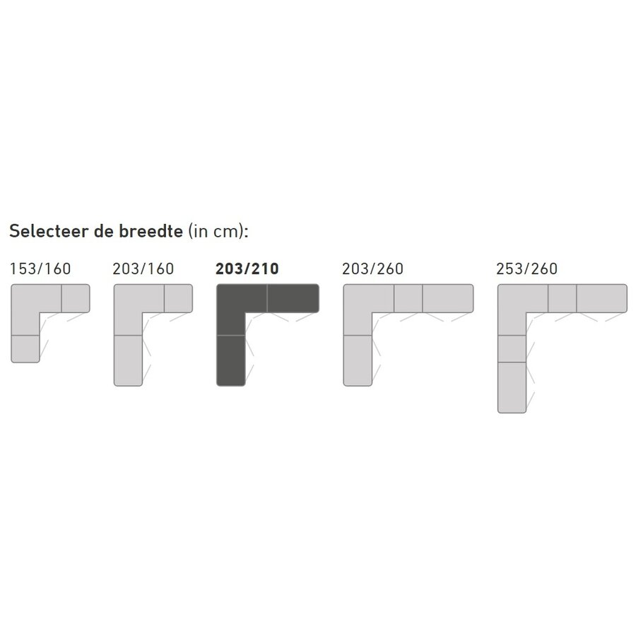 Nougat 90° Hoek Kledingkast 6 Deurs