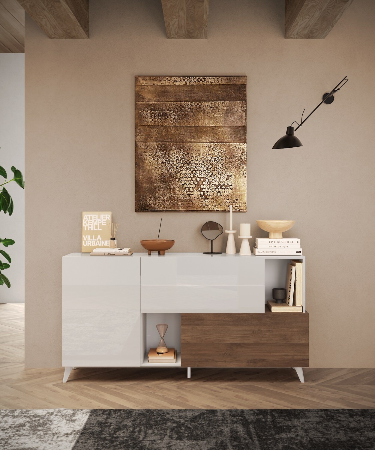Benvenuto Design Monaco HG Wit / Mercure Eiken Dressoir 180 cm