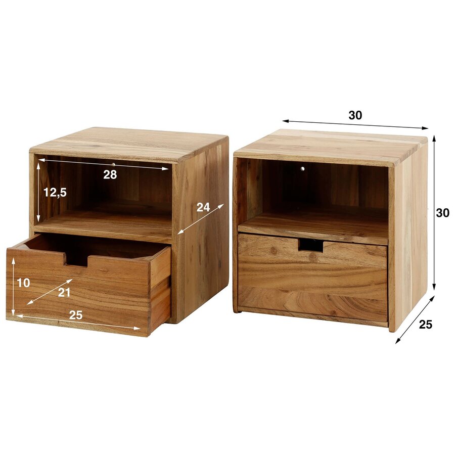 Flat XS Hangend Set van 2 Nachtkastje Flat XS Hangend Set van 2 Nachtkastje