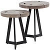 Grey Mix Teak Hout Bijzettafel Set Rond