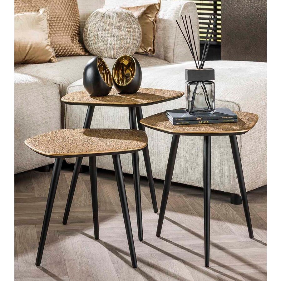 Chezelle Organische Salontafel Set van 3 Brons Chezelle Organische Salontafel Set van 3 Brons