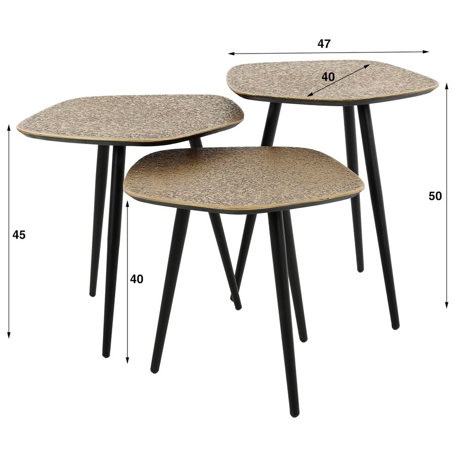 Chezelle Organische Salontafel Set van 3 Brons Chezelle Organische Salontafel Set van 3 Brons