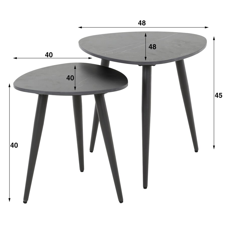 Kaiser Zwart Keramiek Bijzettafel Set Driehoek Kaiser Zwart Keramiek Bijzettafel Set Driehoek