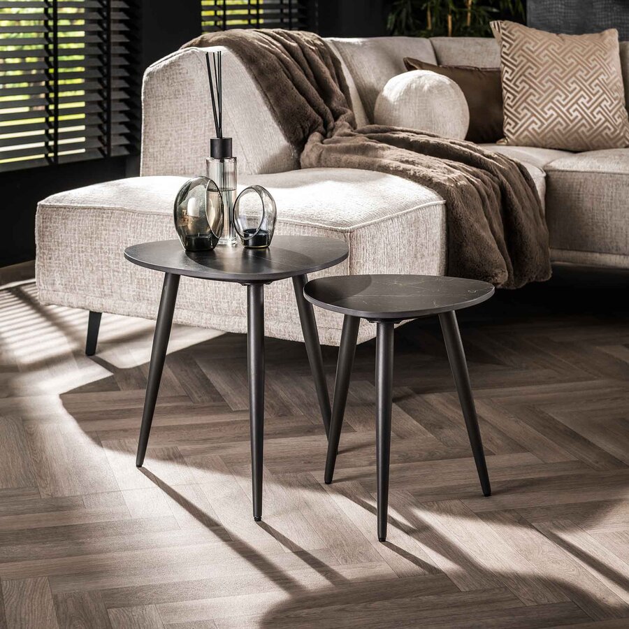 Kaiser Zwart Keramiek Bijzettafel Set Driehoek Kaiser Zwart Keramiek Bijzettafel Set Driehoek