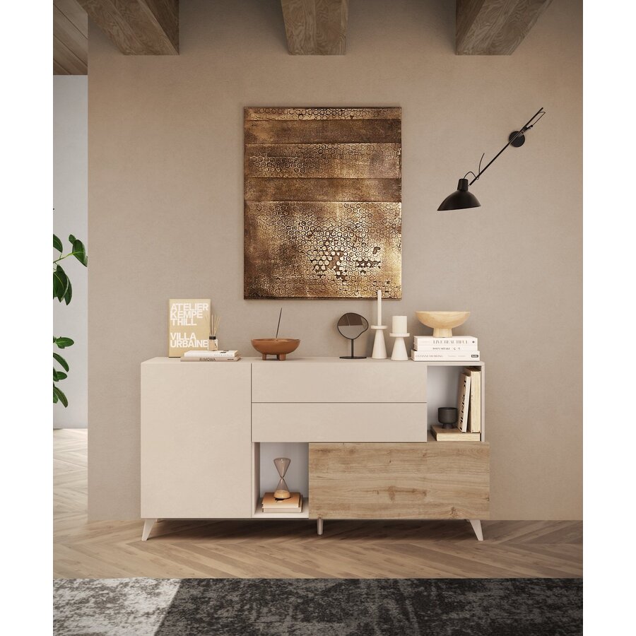 Monaco Cashmere / Kadiz Eiken Dressoir 180 cm Monaco Cashmere / Kadiz Eiken Dressoir 180 cm