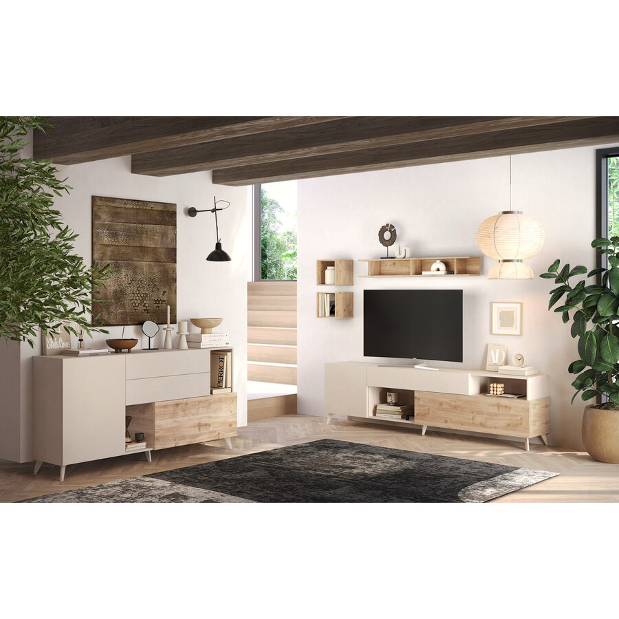 Monaco Cashmere / Kadiz Eiken Dressoir 180 cm Monaco Cashmere / Kadiz Eiken Dressoir 180 cm