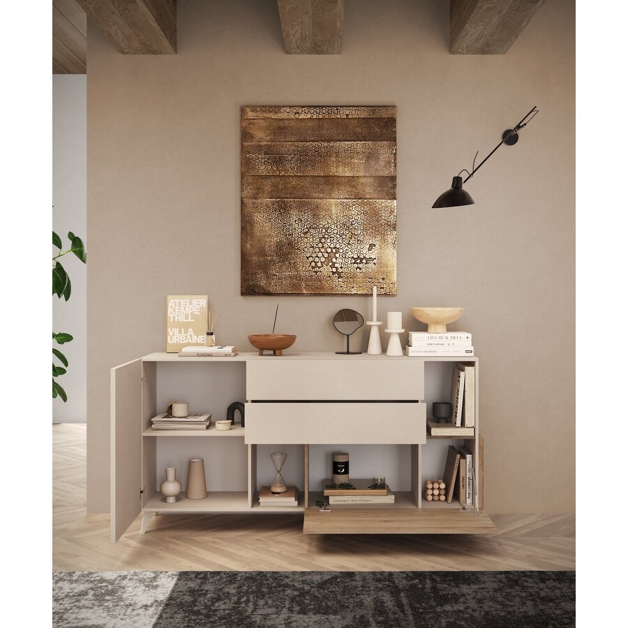 Monaco Cashmere / Kadiz Eiken Dressoir 180 cm Monaco Cashmere / Kadiz Eiken Dressoir 180 cm