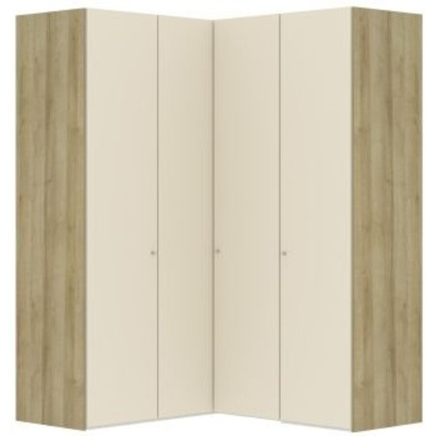 Cozy White Glas 90° Hoek Kledingkast 4 Deuren Cozy White Glas 90° Hoek Kledingkast 4 Deuren