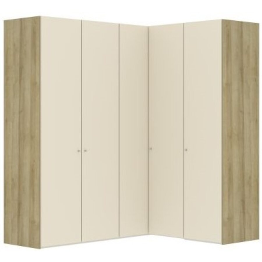 Cozy White Glas 90° Hoek Kledingkast 5 Deuren Cozy White Glas 90° Hoek Kledingkast 5 Deuren