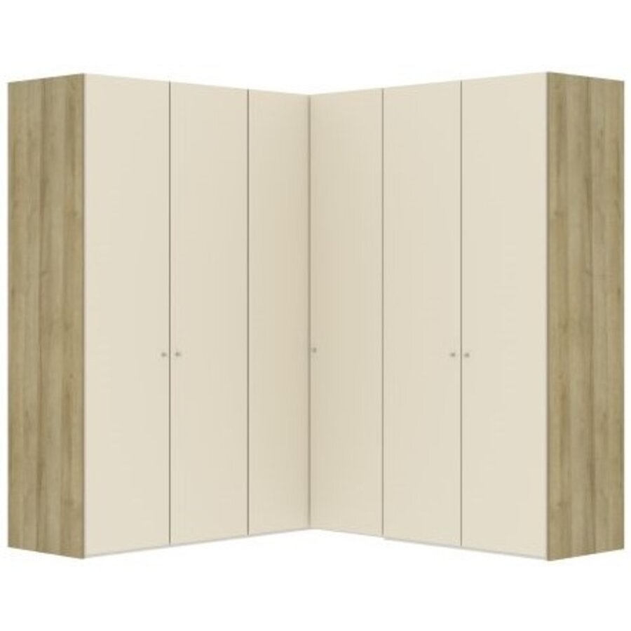 Cozy White Glas 90° Hoek Kledingkast 6 Deuren Cozy White Glas 90° Hoek Kledingkast 6 Deuren