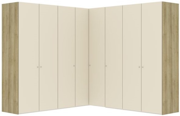 Jutzler Cozy White Glas 90° Hoek Kledingkast 8 Deuren