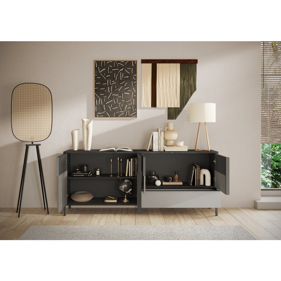 Everest Piombo/Gesso/Ardesia Dressoir 4-Deuren en 1-Lade Everest Piombo/Gesso/Ardesia Dressoir 4-Deuren en 1-Lade