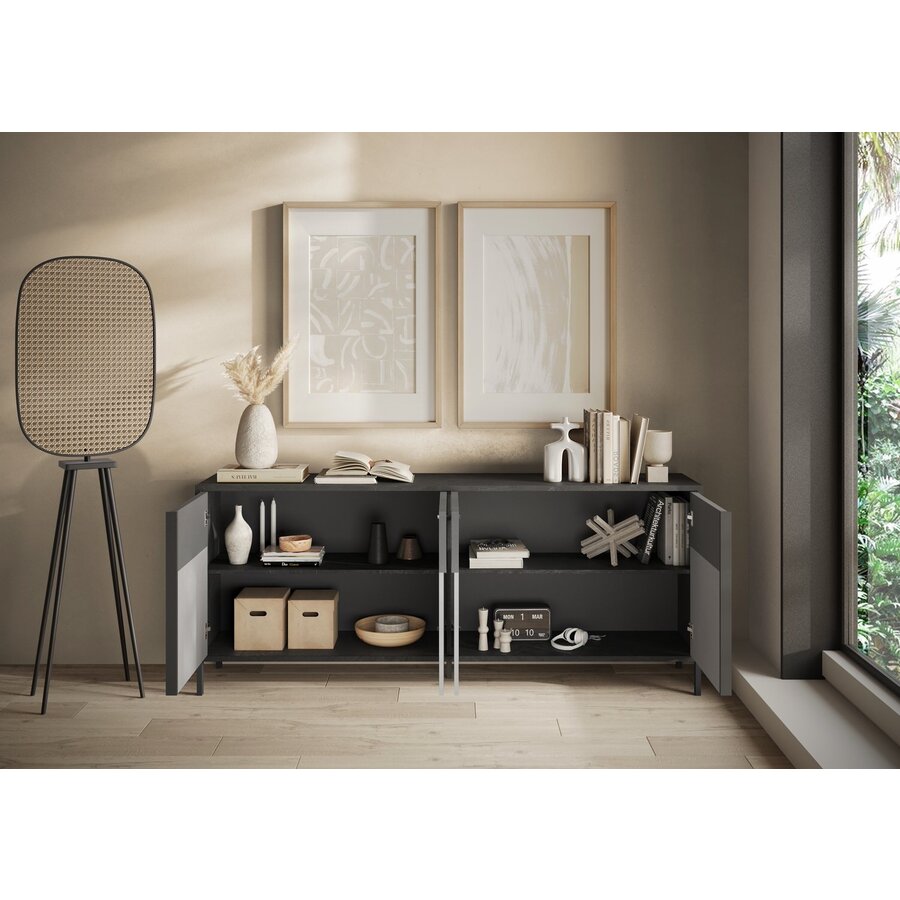 Everest Piombo / Gesso / Ardesia Dressoir 4-Deuren Everest Piombo / Gesso / Ardesia Dressoir 4-Deuren