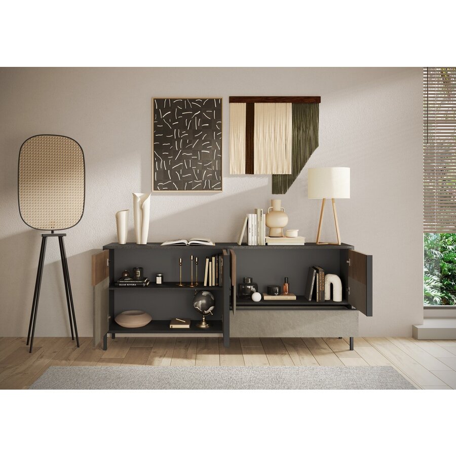 Everest Lava/Argilla/Mercure Dressoir 4-Deuren en 1-Lade