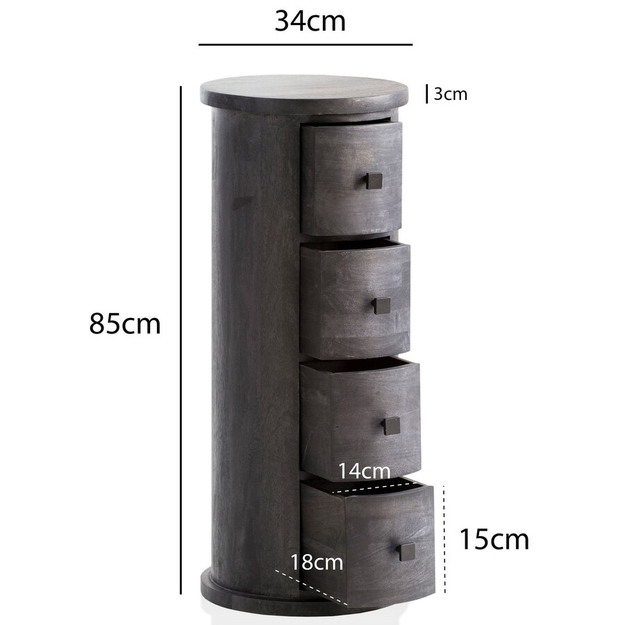 Talia Zwart Mango Ladekast 85 cm Talia Zwart Mango Ladekast 85 cm