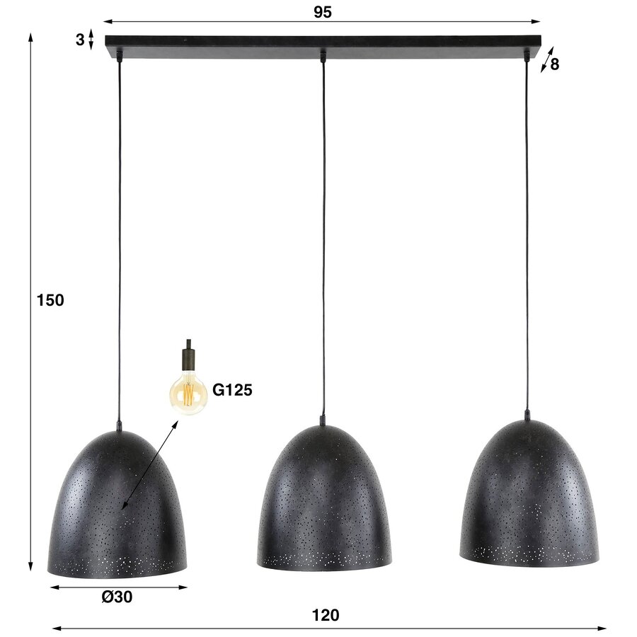 Kosmos Houtskool Zwart Hanglamp 3L Kosmos Houtskool Zwart Hanglamp 3L