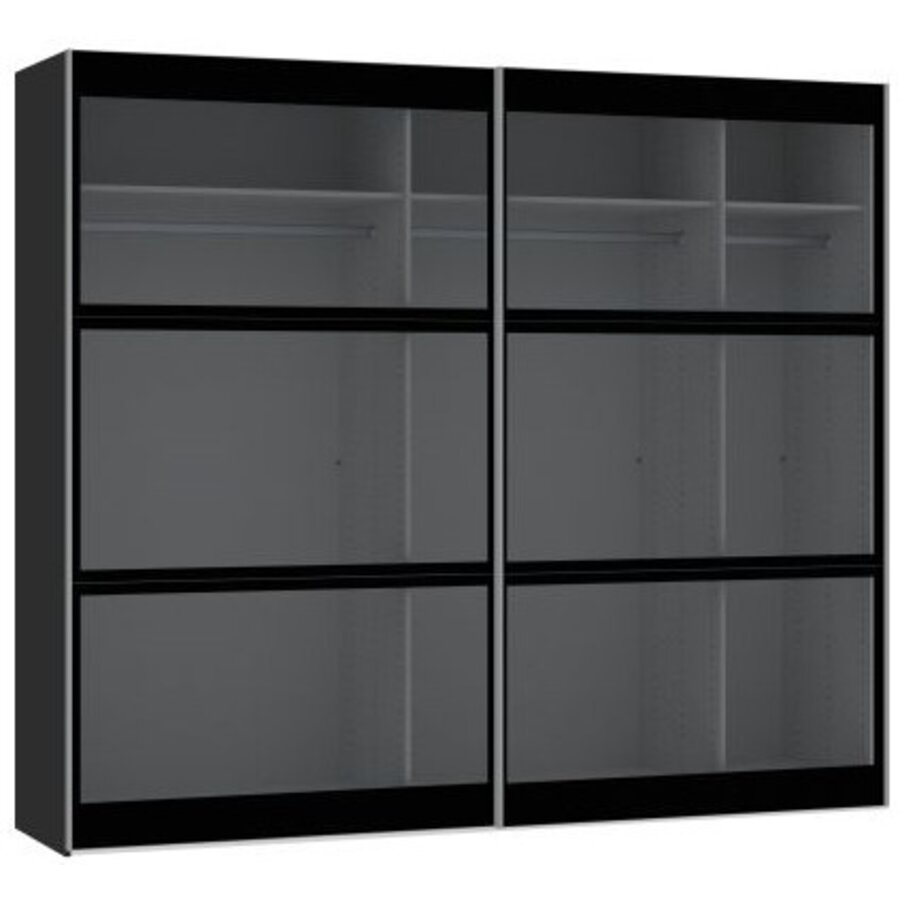 Donker Rookglas Schuifdeurkast 253 cm Donker Rookglas Schuifdeurkast 253 cm