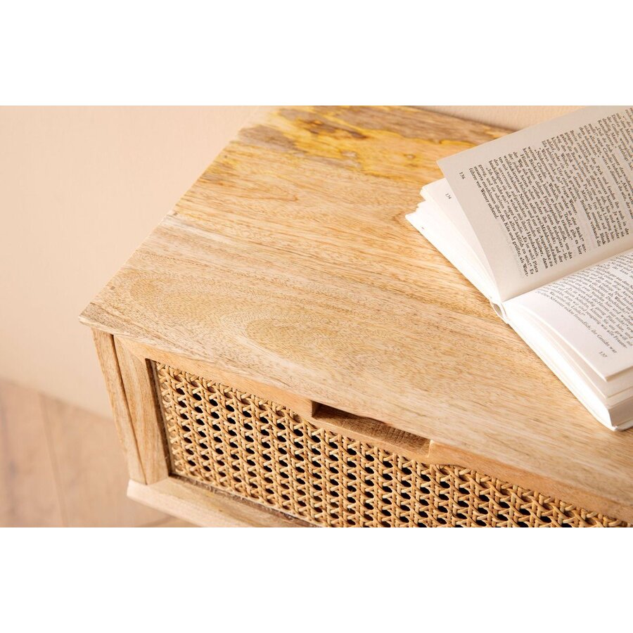 Casiope Massief Mango / Rattan Nachtkastje