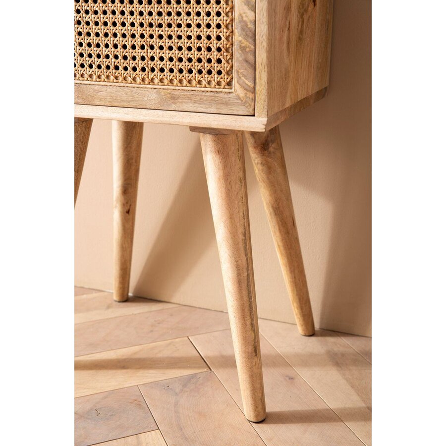 Casiope Massief Mango / Rattan Nachtkastje