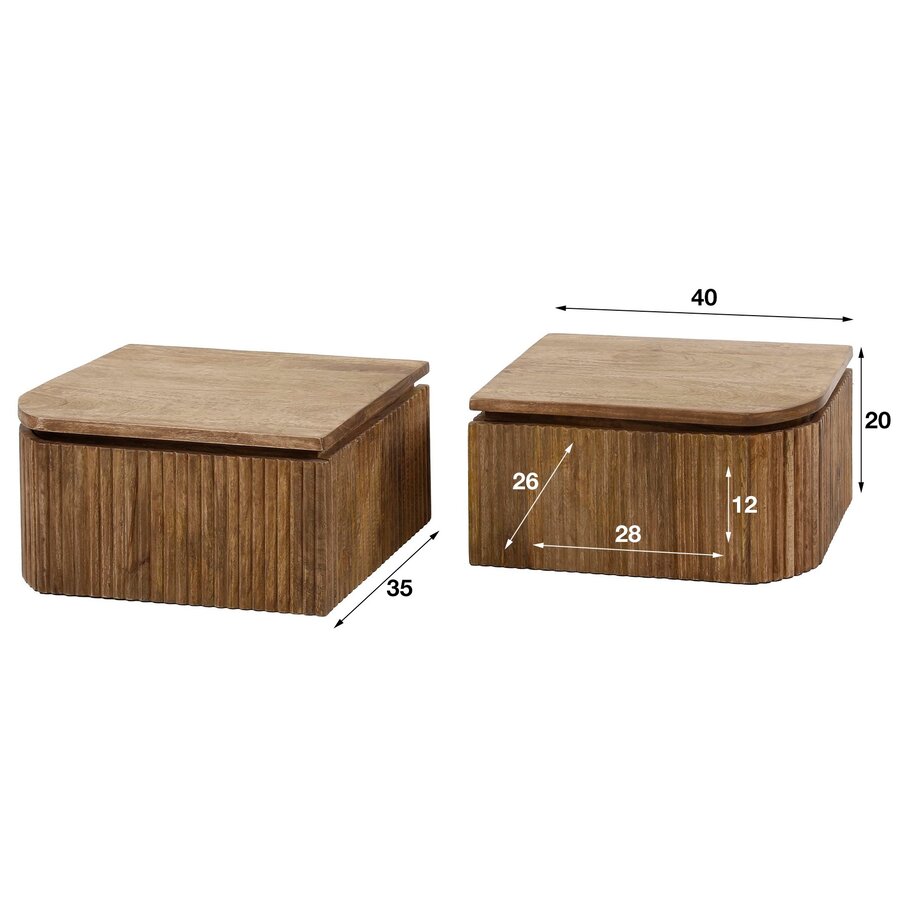 Wave Hangend Nachtkastje Set L+R Afgerond Wave Hangend Nachtkastje Set L+R Afgerond