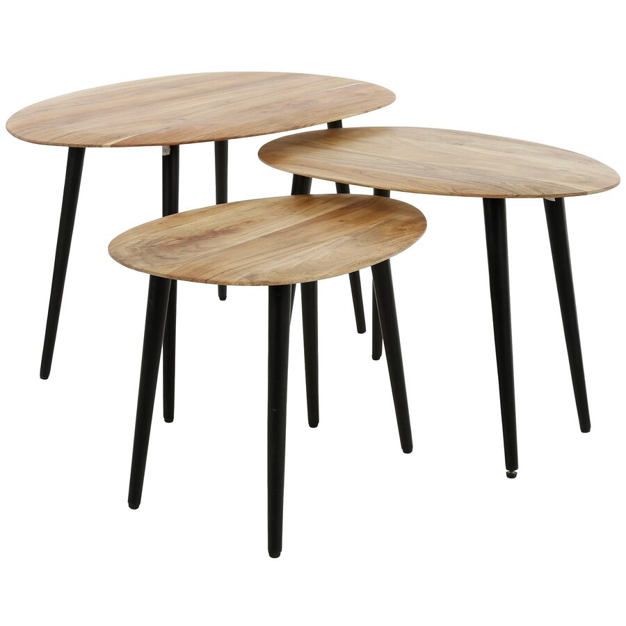Organisch Massief Acacia Salontafel Set van 3 Organisch Massief Acacia Salontafel Set van 3