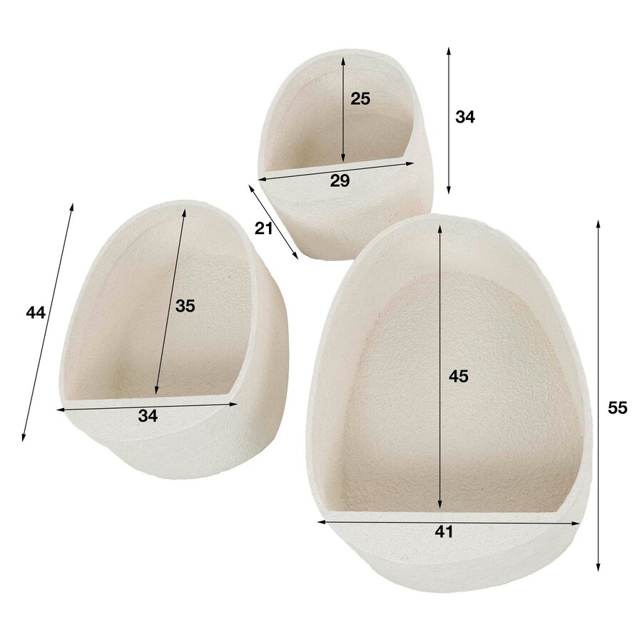 Stone Organic Wandschap Set van 3 Druppel Stone Organic Wandschap Set van 3 Druppel