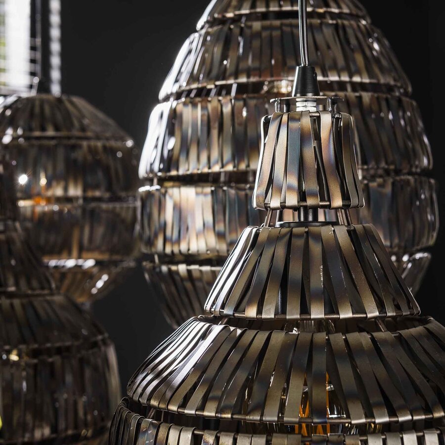 Strip Multi Shade Hanglamp 5L Zwart/Bruin Strip Multi Shade Hanglamp 5L Zwart/Bruin