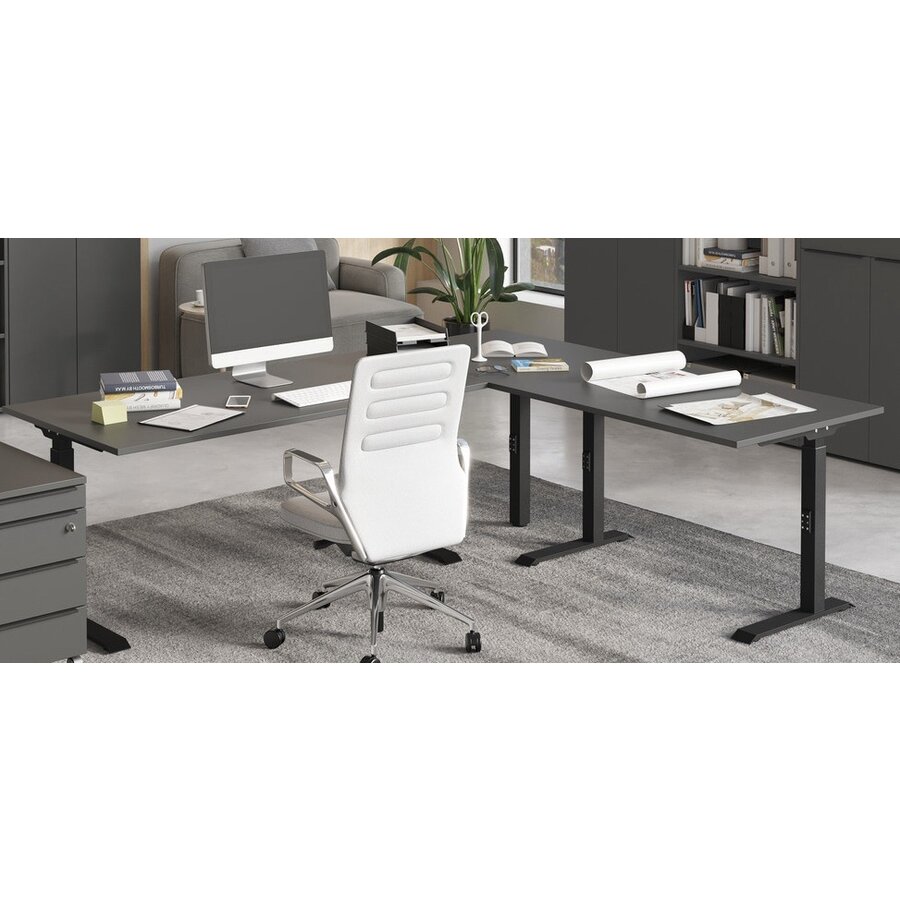 Mailand Grafiet Zit Sta Bureautafel 180 cm Mailand Grafiet Zit Sta Bureautafel 180 cm