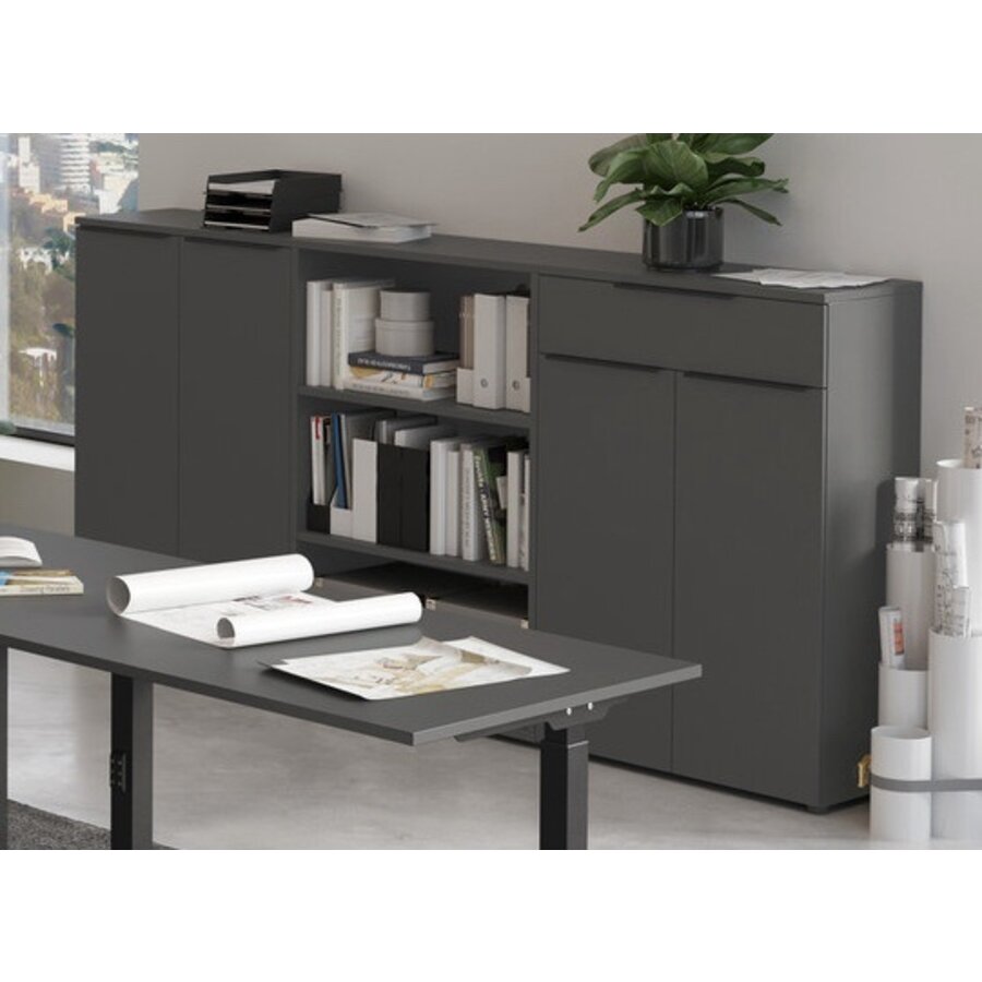 Mailand Grafiet Kantoorkast 2-Deuren 1-Lade Mailand Grafiet Kantoorkast 2-Deuren 1-Lade