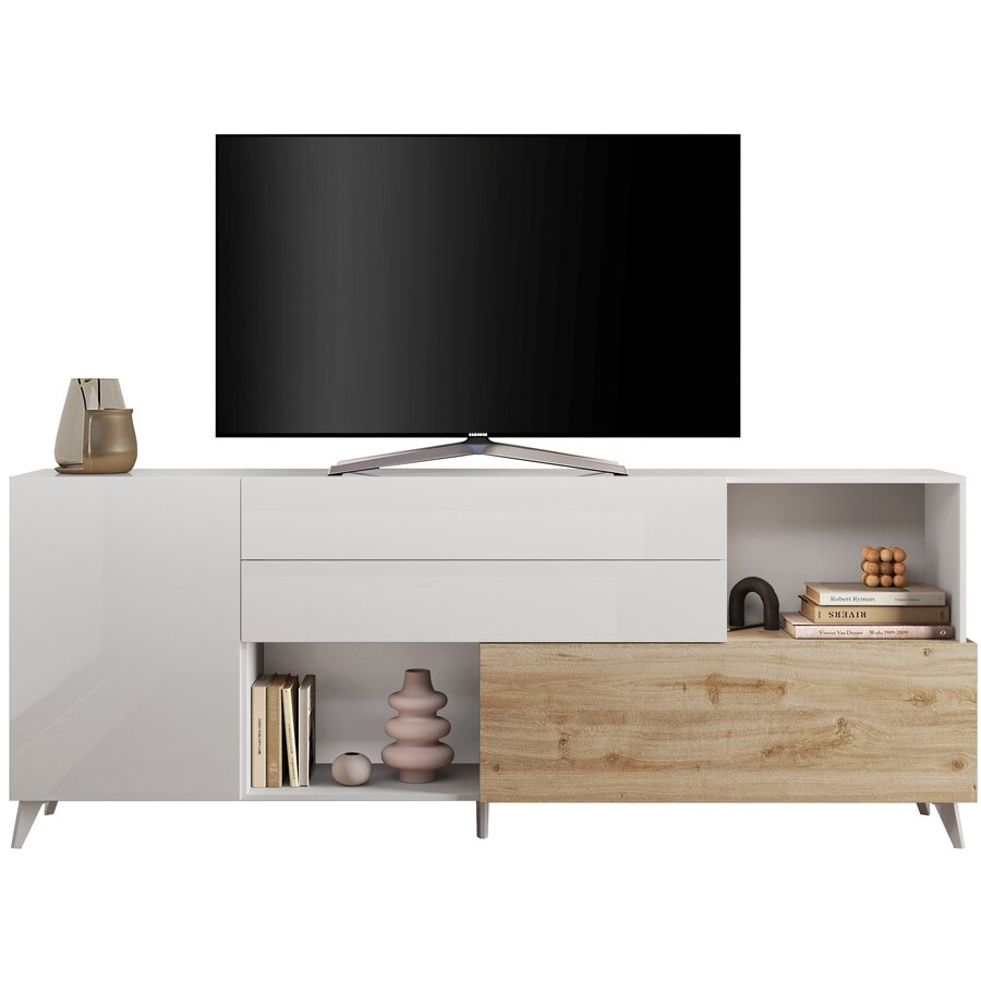 Monaco HG Wit / Kadiz Eiken Dressoir 240 cm Monaco HG Wit / Kadiz Eiken Dressoir 240 cm