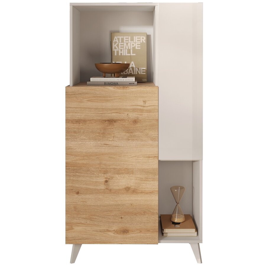 Monaco Hoogglans Wit / Kadiz Eiken Opbergkast Monaco Hoogglans Wit / Kadiz Eiken Opbergkast