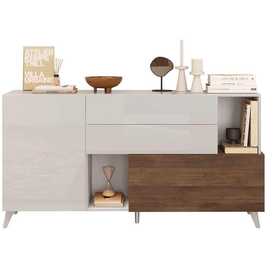 Monaco HG Wit / Mercure Eiken Dressoir 180 cm Monaco HG Wit / Mercure Eiken Dressoir 180 cm