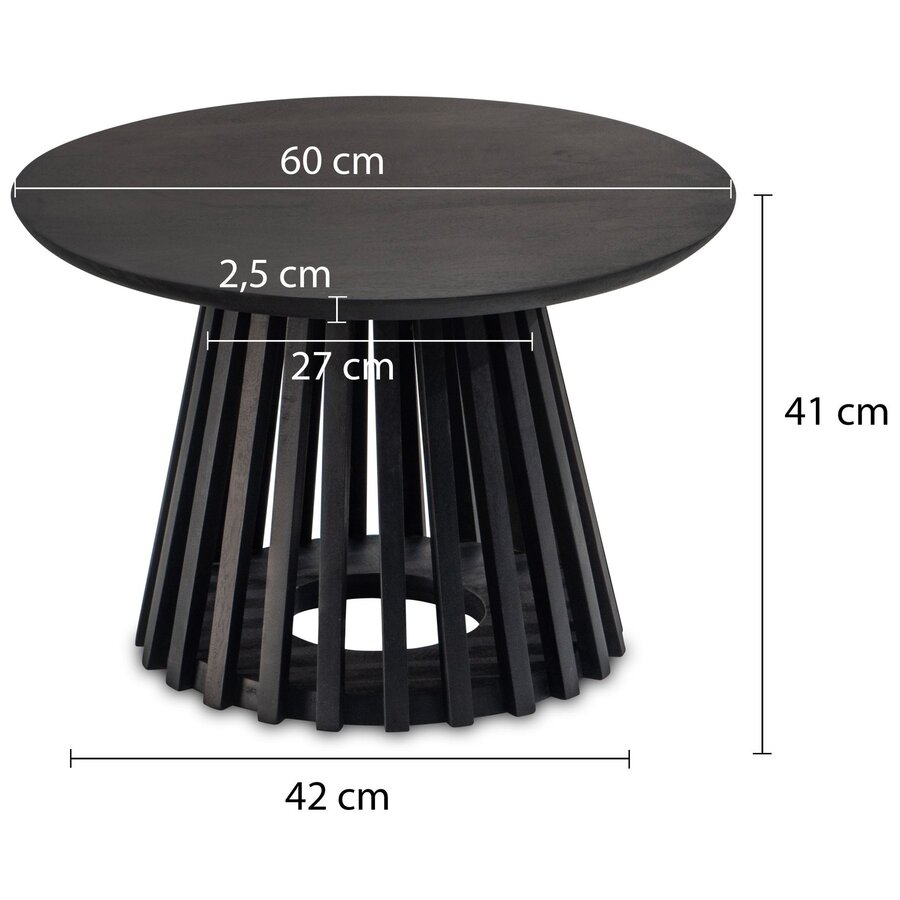 Jolie Ronde Salontafel Zwart Mango Jolie Ronde Salontafel Zwart Mango