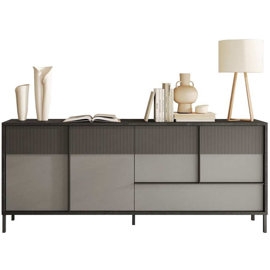 Everest Piombo/Gesso/Ardesia Dressoir 4-Deuren en 1-Lade Everest Piombo/Gesso/Ardesia Dressoir 4-Deuren en 1-Lade