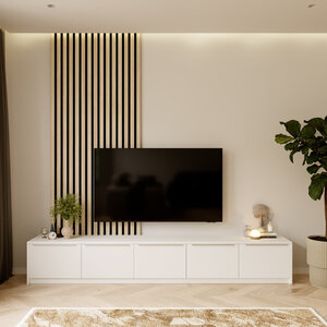 Artego Design Hugo 253 cm TV Ladekast Staand Turin Alpine Wit