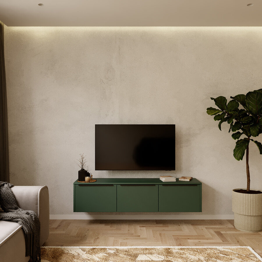 Hugo 153 cm TV Wandmeubel Soft Pro Groen Hugo 153 cm TV Wandmeubel Soft Pro Groen