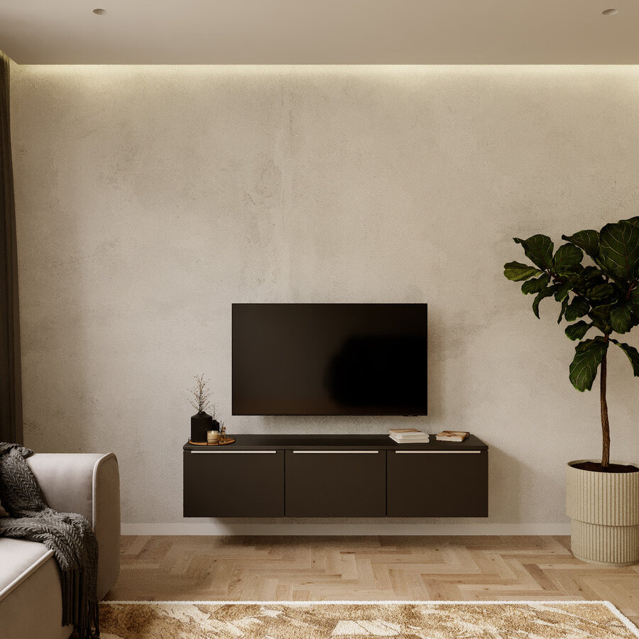 Hugo 150 cm TV Wandmeubel Turin Zwart Hugo 150 cm TV Wandmeubel Turin Zwart