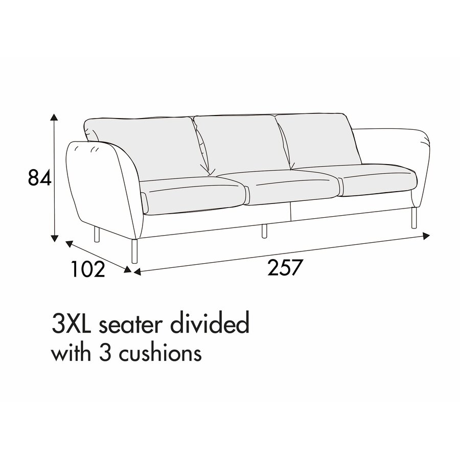 Emma 4-Zits 257 cm Bank - 3 Kussens Emma 4-Zits 257 cm Bank - 3 Kussens