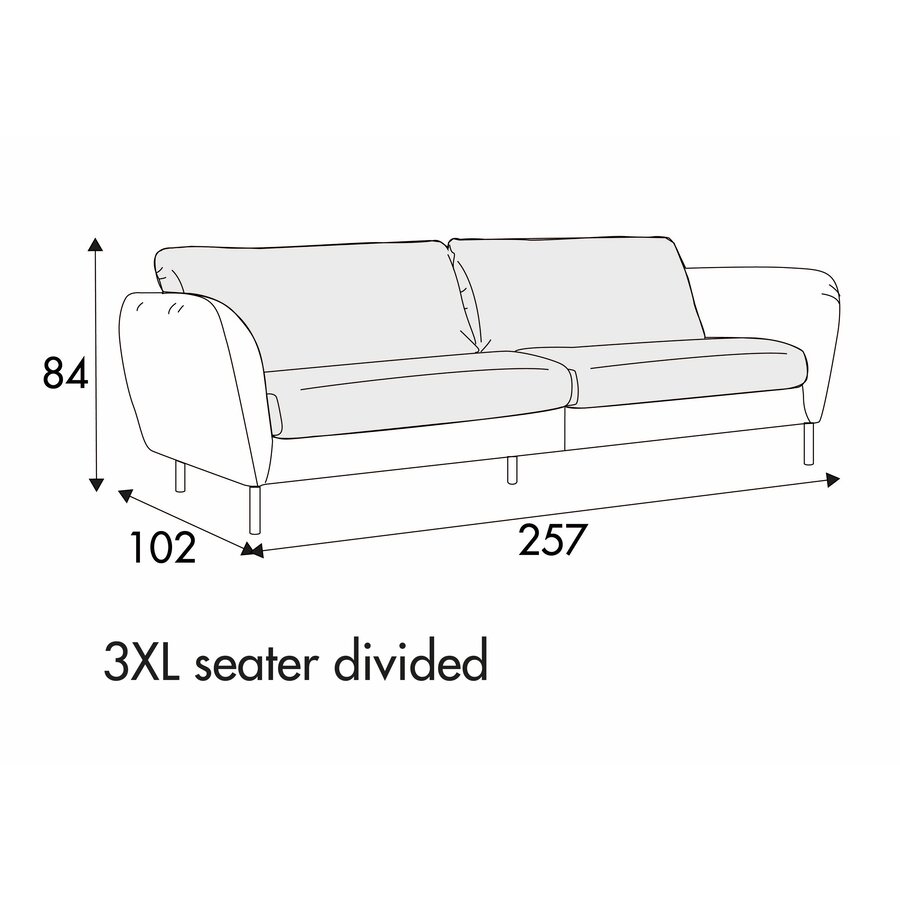 Emma 4-Zits 257 cm Bank - 2 Kussens Emma 4-Zits 257 cm Bank - 2 Kussens