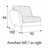 Emma Armfauteuil 93 cm Links/Rechts