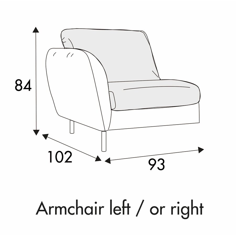 Emma Armfauteuil 93 cm Links/Rechts Emma Armfauteuil 93 cm Links/Rechts