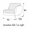 Emma Armfauteuil 93 cm Links/Rechts