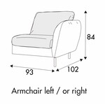 Emma Armfauteuil 93 cm Links/Rechts Emma Armfauteuil 93 cm Links/Rechts