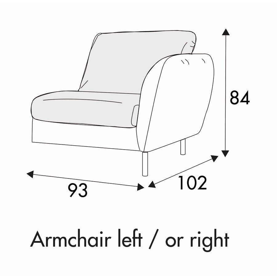 Emma Armfauteuil 93 cm Links/Rechts Emma Armfauteuil 93 cm Links/Rechts
