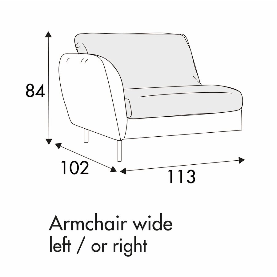 Emma Armfauteuil 113 cm Links/Rechts Emma Armfauteuil 113 cm Links/Rechts