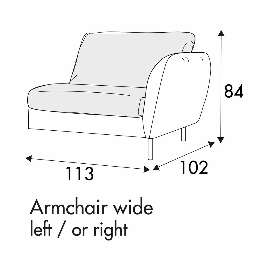 Emma Armfauteuil 113 cm Links/Rechts Emma Armfauteuil 113 cm Links/Rechts