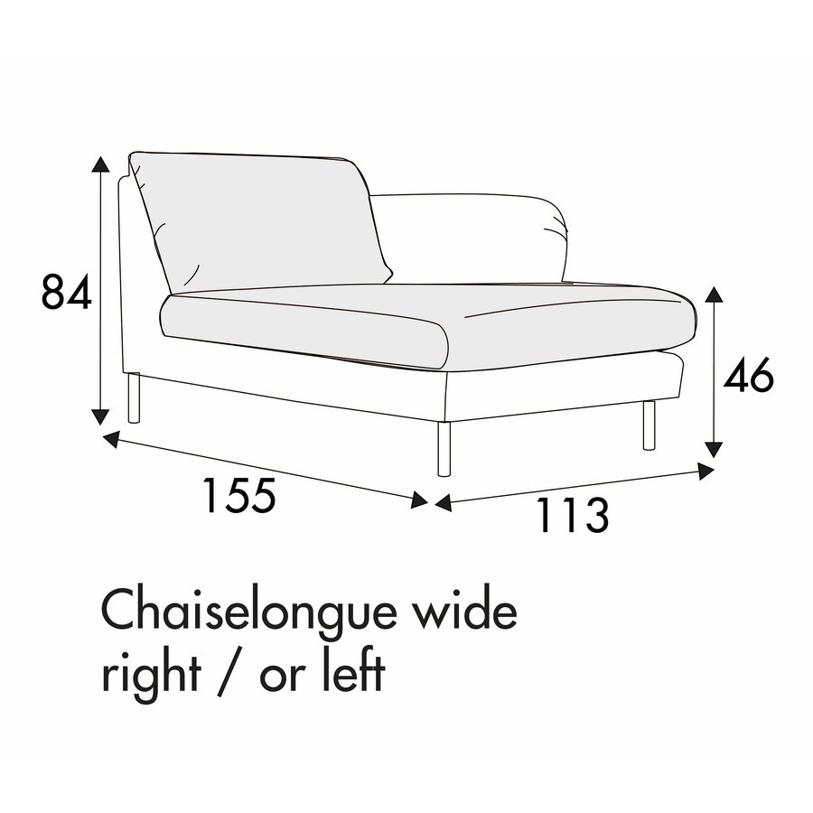 Emma Chaise Longue 113 x 155 cm Rechts/Links Emma Chaise Longue 113 x 155 cm Rechts/Links
