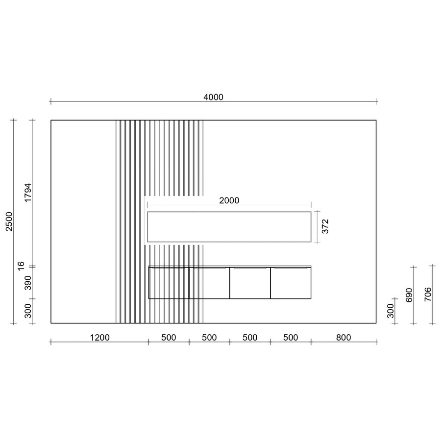 Hugo 203 cm TV Wandmeubel Trentino Walnoot